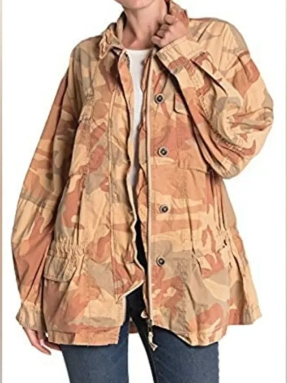 FREE PEOPLE Lead The Way Camo Field Jacket in Desert Camo